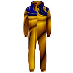 Waves Wave Chevron Gold Blue Paint Space Sky Hooded Jumpsuit (men)  by Mariart