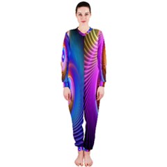 Abstract Fractal Bright Hole Wave Chevron Gold Purple Blue Green Onepiece Jumpsuit (ladies)  by Mariart