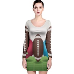 Helmet Ball Football America Sport Red Brown Blue Green Long Sleeve Velvet Bodycon Dress by Mariart