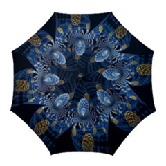 Fractal Balls Flying Ultra Space Circle Round Line Light Blue Sky Gold Golf Umbrellas by Mariart