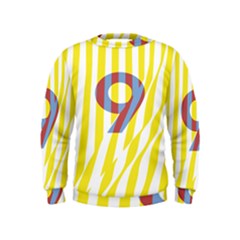 Number 9 Line Vertical Yellow Red Blue White Wae Chevron Kids  Sweatshirt by Mariart