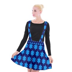 Star Blue Space Wave Chevron Sky Suspender Skater Skirt by Mariart