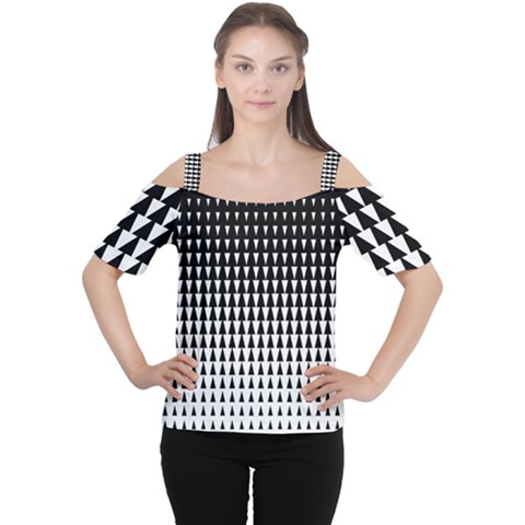 Triangle Black White Wave Chevron Women s Cutout Shoulder Tee by Mariart