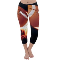 Super Football American Sport Fire Capri Winter Leggings  by Mariart