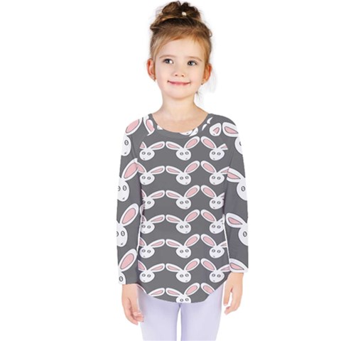 Tagged Bunny Illustrator Rabbit Animals Face Kids  Long Sleeve Tee by Mariart