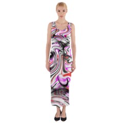 Wave Waves Chevron Rabbit Color Rainbow Pink Red Purple Animals Fitted Maxi Dress by Mariart