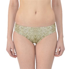 Gold Romantic Flower Pattern Hipster Bikini Bottoms by Ivana