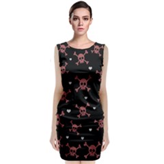 Skull Pattern Sleeveless Velvet Midi Dress by ValentinaDesign