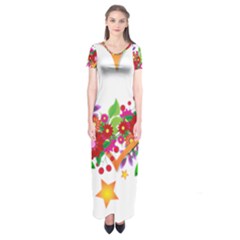 Heart Flowers Sign Short Sleeve Maxi Dress by Nexatart