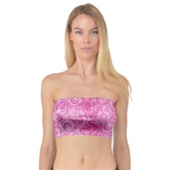 Pink Romantic Flower Pattern Denim Bandeau Top by Ivana