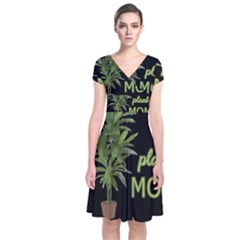 Plant Mom Short Sleeve Front Wrap Dress by Valentinaart