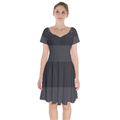 Gray And Black Thick Stripes Short Sleeve Bardot Dress