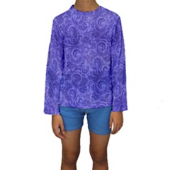 Vibrant Blue Romantic Flower Pattern Kids  Long Sleeve Swimwear by Ivana