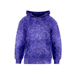 Vibrant Blue Romantic Flower Pattern Kids  Pullover Hoodie