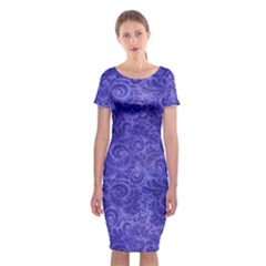 Vibrant Blue Romantic Flower Pattern Classic Short Sleeve Midi Dress by Ivana