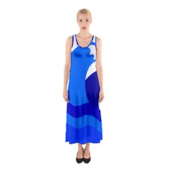 Blue Beach Sea Wave Waves Chevron Water Sleeveless Maxi Dress by Mariart