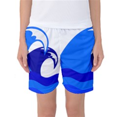 Blue Beach Sea Wave Waves Chevron Water Women s Basketball Shorts by Mariart