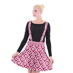 Botanical Gardens Sunflower Red White Circle Suspender Skater Skirt