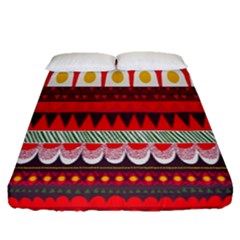 Fabric Aztec Red Line Polka Circle Wave Chevron Star Fitted Sheet (queen Size) by Mariart