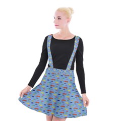 Miniature Car Buses Trucks School Buses Suspender Skater Skirt by Mariart