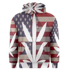 Flag American Star Blue Line White Red Marijuana Leaf Men s Pullover Hoodie by Mariart