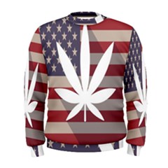 Flag American Star Blue Line White Red Marijuana Leaf Men s Sweatshirt by Mariart