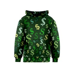 Money Us Dollar Green Kids  Pullover Hoodie by Mariart