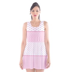 Love Polka Dot White Pink Line Scoop Neck Skater Dress by Mariart