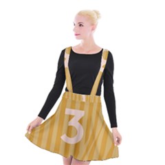 Number 3 Line Vertical Yellow Pink Orange Wave Chevron Suspender Skater Skirt by Mariart