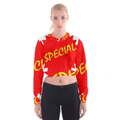 Special Sale Spot Red Yellow Polka Cropped Sweatshirt by Mariart