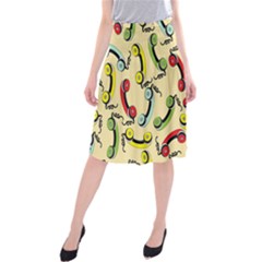 Telephone Cable Green Nyellow Red Blue Midi Beach Skirt by Mariart