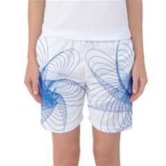 Spirograph Pattern Drawing Design Blue Women s Basketball Shorts