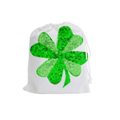 St Patricks Day Shamrock Green Drawstring Pouches (large)  by Nexatart