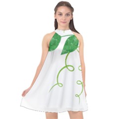 Scrapbook Green Nature Grunge Halter Neckline Chiffon Dress 