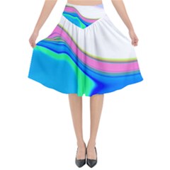 Aurora Color Rainbow Space Blue Sky Purple Yellow Green Flared Midi Skirt