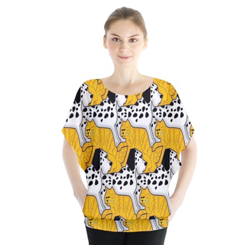 Animals Cat Dog Dalmation Blouse by Mariart