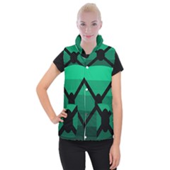 Fascigender Flags Line Green Black Hole Polka Women s Button Up Puffer Vest