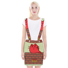 Happy Cat Fire Animals Cute Red Braces Suspender Skirt by Mariart