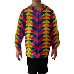 Lllustration Geometric Red Blue Yellow Chevron Wave Line Hooded Wind Breaker (kids) by Mariart