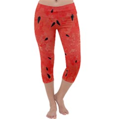 Summer Watermelon Design Capri Yoga Leggings by TastefulDesigns