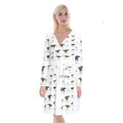 Dinosaurs Names Long Sleeve Velvet Front Wrap Dress by Valentinaart