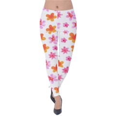 Watercolor Summer Flowers Pattern Velvet Leggings