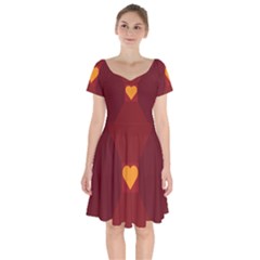 Heart Red Yellow Love Card Design Short Sleeve Bardot Dress