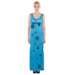 Decorative Dots Pattern Maxi Thigh Split Dress by ValentinaDesign