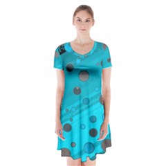 Decorative Dots Pattern Short Sleeve V-neck Flare Dress by ValentinaDesign