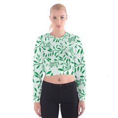 Leaves Foliage Green Wallpaper Cropped Sweatshirt by Nexatart