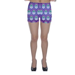 Background Floral Pattern Purple Skinny Shorts by Nexatart