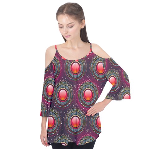 Abstract Circle Gem Pattern Flutter Tees by Nexatart