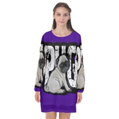 Pug Long Sleeve Chiffon Shift Dress  by Valentinaart