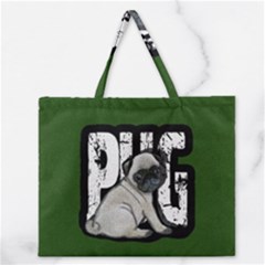 Pug Zipper Large Tote Bag by Valentinaart